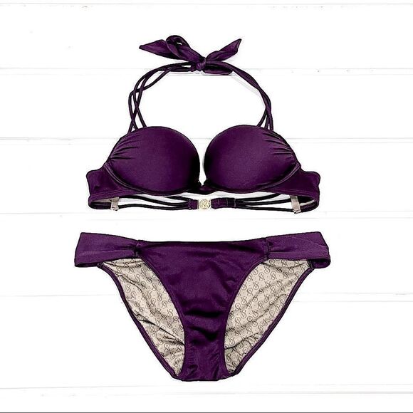 Victoria’s Secret Miraculous Push Up Bombshell Bikini Swim Set In Plum Purple S - Picture 3 of 14